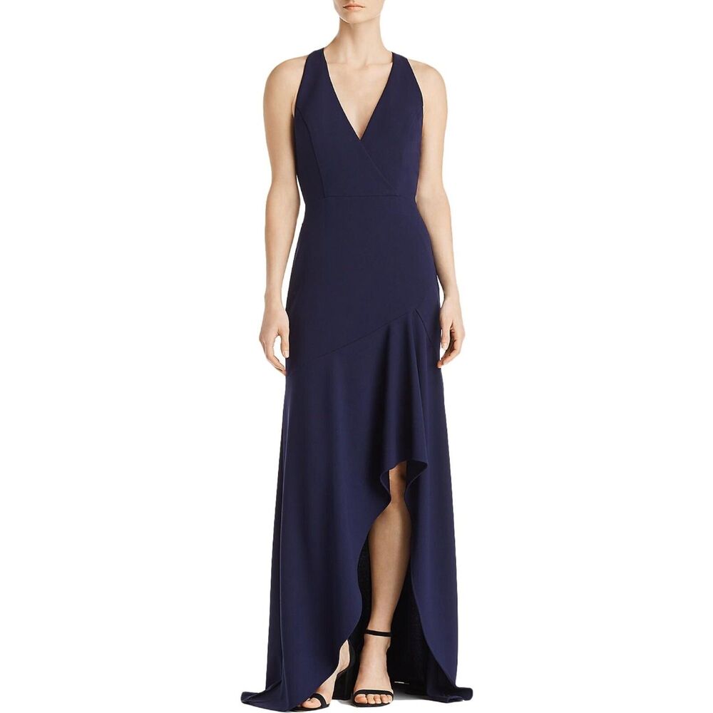 Avery G Womens 8 Navy Blue V Neck Sleeveless Gown Dress NWT CH59